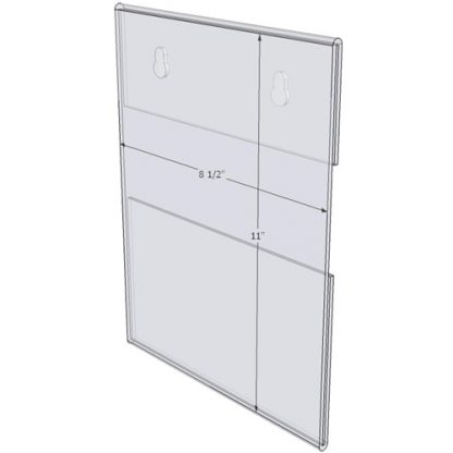 WM8511CKH - 8.5" X 11" (Portrait - C-Style with Keyholes) - Wall Mount Acrylic Sign Holder - Economy - .08 Inch Thickness