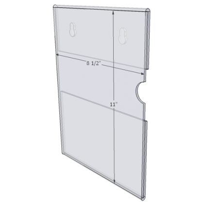 WM8511CKH - 8.5" X 11" (Portrait - C-Style with Keyholes) - Wall Mount Acrylic Sign Holder - Standard - 1/8 Inch Thickness