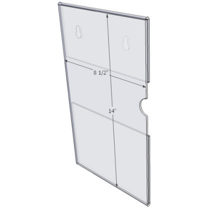 WM8514CKH - 8.5" X 14" (Portrait - C-Style with Keyholes) - Wall Mount Acrylic Sign Holder - Standard - 1/8 Inch Thickness