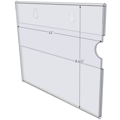 WM1185CKH - 11" X 8.5" (Landscape - C-Style with Keyholes) - Wall Mount Acrylic Sign Holder - Standard - 1/8 Inch Thickness