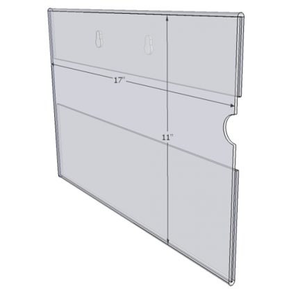 WM1711CKH - 17" X 11" (Landscape - C-Style with Keyholes) - Wall Mount Acrylic Sign Holder - Standard - 1/8 Inch Thickness