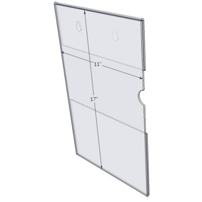 WM1117CKH - 11" X 17" (Portrait - C-Style with Keyholes) - Wall Mount Acrylic Sign Holder - Economy - .08 Inch Thickness