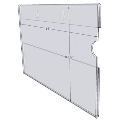 WM1485CKH - 14" X 8.5" (Landscape - C-Style with Keyholes) - Wall Mount Acrylic Sign Holder - Standard - 1/8 Inch Thickness