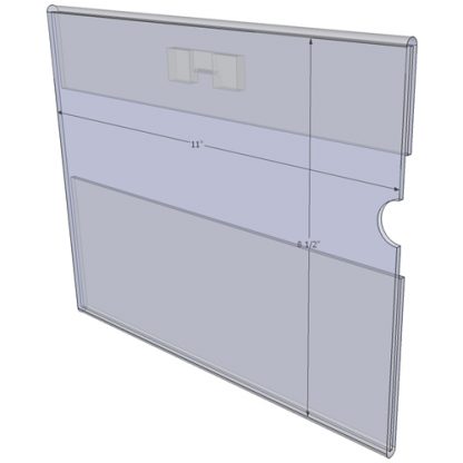 WM1185CST - 11" X 8.5" (Landscape - C-Style with Saw Tooth) - Wall Mount Acrylic Sign Holder - Standard - 1/8 Inch Thickness