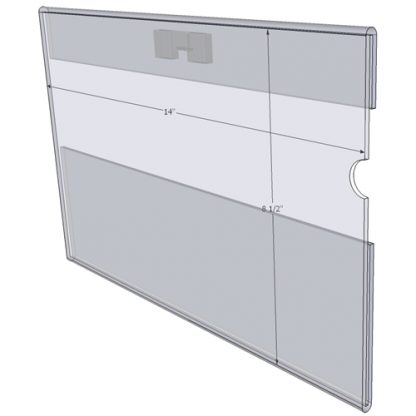 WM1485CST - 14" X 8.5" (Landscape - C-Style with Saw Tooth) - Wall Mount Acrylic Sign Holder - Standard - 1/8 Inch Thickness