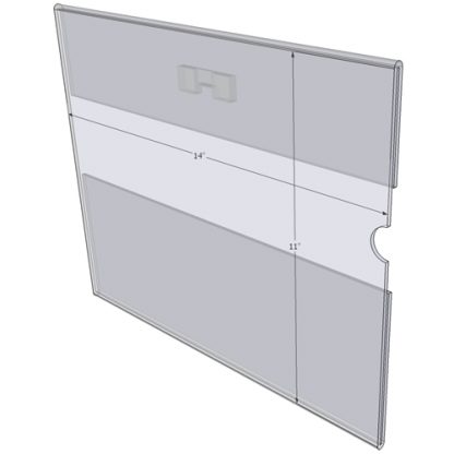 WM1411CST - 14" X 11" (Landscape - C-Style with Saw Tooth) - Wall Mount Acrylic Sign Holder - Standard - 1/8 Inch Thickness
