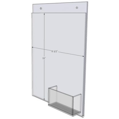 8.5 x 11 wall mount sign holder (Portrait - with Screw Holes) - Wall Mount Acrylic Sign Holder - Economy - .08 Inch Thickness