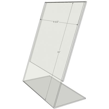 TB8511 - 8.5" X 11" angled (Portrait) - Tilt Back Acrylic Sign Holder - Standard - 1/8 Inch Thickness
