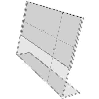 TB1485 - 14" X 8.5" angled tilt (Landscape) - Tilt Back Acrylic Sign Holder - Standard - 1/8 Inch Thickness