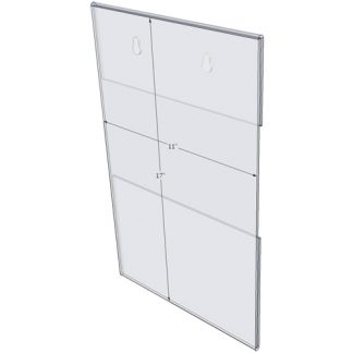 WM1117CKH - 11" X 17" (Portrait - C-Style with Keyholes) - Wall Mount Acrylic Sign Holder - Standard - 1/8 Inch with Horizontal Business Card Holder