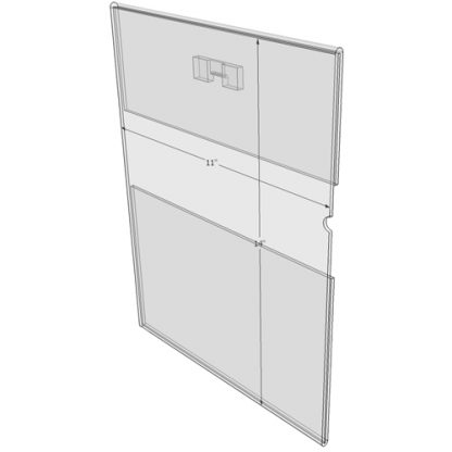 WM1114CST - 11" X 14" (Portrait - C-Style with Saw Tooth) - Wall Mount Acrylic Sign Holder - Standard - 1/8 Inch with Horizontal Business Card Holder