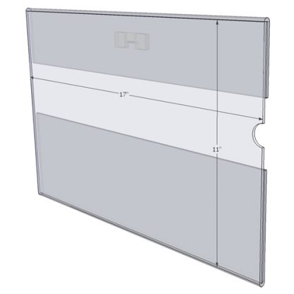 WM1711CST - 17" X 11" (Landscape - C-Style with Saw Tooth) - Wall Mount Acrylic Sign Holder - Standard - 1/8 Inch with Horizontal Business Card Holder