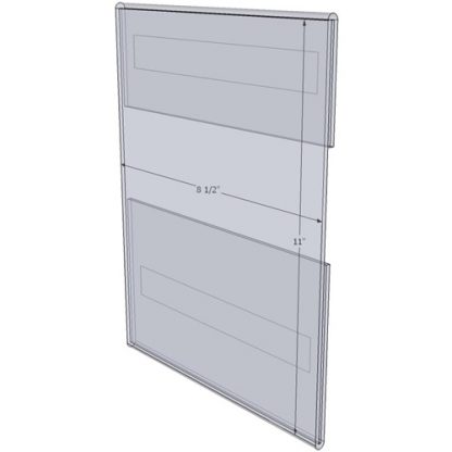 WM8511CT - 8.5" X 11" (Portrait - C-Style with Tape) - Wall Mount Acrylic Sign Holder - Standard - 1/8 Inch with Horizontal Business Card Holder