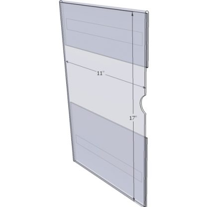WM1117CT - 11" X 17" (Portrait - C-Style with Tape) - Wall Mount Acrylic Sign Holder - Standard - 1/8 Inch with Horizontal Business Card Holder