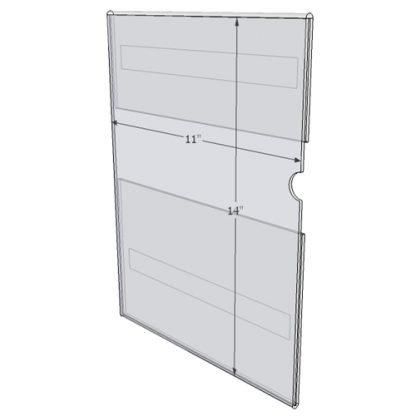 WM1114CV - 11" X 14" (Portrait - C-Style with Velcro) - Wall Mount Acrylic Sign Holder - Standard - 1/8 Inch with Vertical Business Card Holder