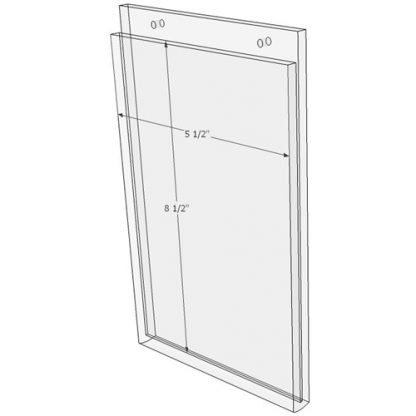 5.5 x 8.5 wall mount sign holder (Portrait - with Screw Holes) - Wall Mount Acrylic Sign Holder - Standard - 1/8 Inch with Brochure Pocket