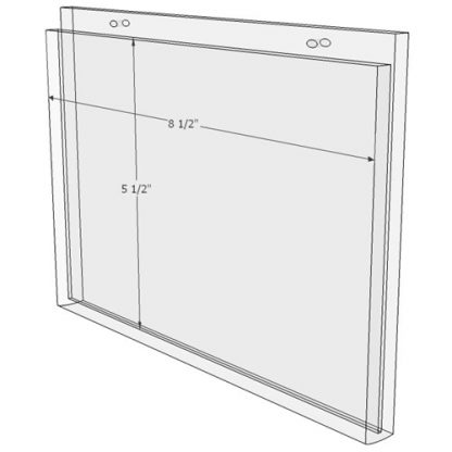 8.5 x 5.5 wall mount sign holder (Landscape - with Screw Holes) - Wall Mount Acrylic Sign Holder - Standard - 1/8 Inch with Brochure Pocket