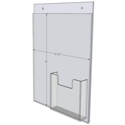 8.5 x 11 wall mount sign holder (Portrait - with Screw Holes) - Wall Mount Acrylic Sign Holder - Standard - 1/8 Inch with Brochure Pocket