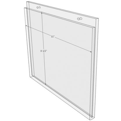 11 x 8.5 wall mount sign holder (Landscape - with Screw Holes) - Wall Mount Acrylic Sign Holder - Standard - 1/8 Inch with Vertical Business Card Holder