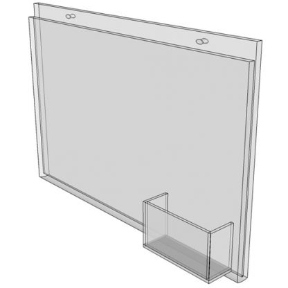 11 x 8.5 wall mount sign holder (Landscape - with Screw Holes) - Wall Mount Acrylic Sign Holder - Standard - 1/8 Inch with Horizontal Business Card Holder