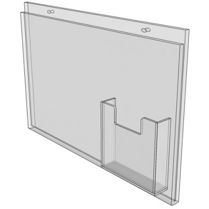 11 x 8.5 wall mount sign holder (Landscape - with Screw Holes) - Wall Mount Acrylic Sign Holder - Standard - 1/8 Inch with Horizontal Business Card Holder