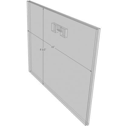 WM1185FST - 11" X 8.5" (Landscape - Flush with Saw Tooth) - Wall Mount Acrylic Sign Holder - Standard - 1/8 Inch with Horizontal Business Card Holder