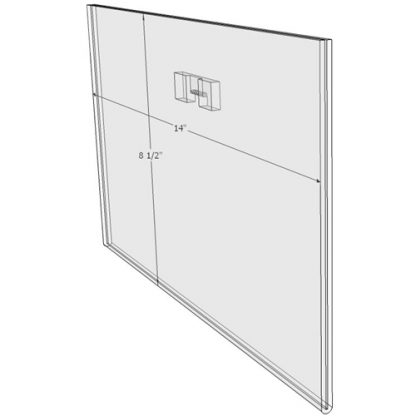 WM1485FST - 14" X 8.5" (Landscape - Flush with Saw Tooth) - Wall Mount Acrylic Sign Holder - Standard - 1/8 Inch with Horizontal Business Card Holder