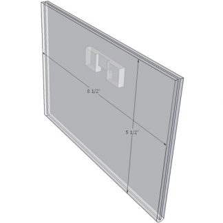 WM8555FST - 8.5" X 5.5" (Landscape - Flush with Saw Tooth) - Wall Mount Acrylic Sign Holder - Standard - 1/8 Inch with Horizontal Business Card Holder