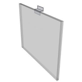 WM1290FSW - 12" X 9" sign holder (Landscape - Flush with Slat Wall) - Wall Mount Acrylic Sign Holder - Standard - 1/8 Inch with Horizontal Business Card Holder