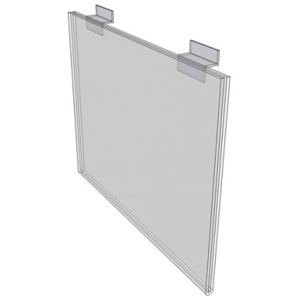 WM1711FSW - 17" X 11" sign holder (Landscape - Flush with Slat Wall) - Wall Mount Acrylic Sign Holder - Standard - 1/8 Inch with Horizontal Business Card Holder
