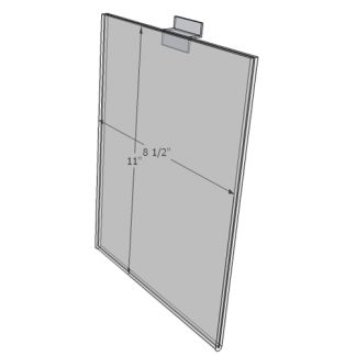 WM8511FSW - 8.5" X 11" sign holder (Portrait - Flush with Slat Wall) - Wall Mount Acrylic Sign Holder - Standard - 1/8 Inch with Vertical Business Card Holder