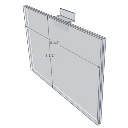 WM8555FSW - 8.5" X 5.5" (Landscape - Flush with Slat Wall) - Wall Mount Acrylic Sign Holder - Standard - 1/8 Inch with Vertical Business Card Holder