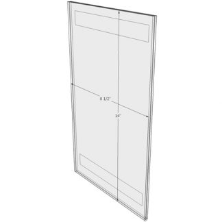 WM8514FT - 8.5" X 14" (Portrait - Flush with Tape) - Wall Mount Acrylic Sign Holder - Standard - 1/8 Inch with Vertical Business Card Holder