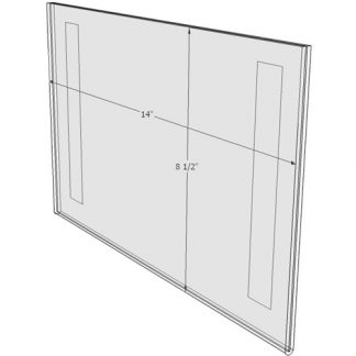 WM1485FV - 14" X 8.5" (Landscape - Flush with Velcro) - Wall Mount Acrylic Sign Holder - Standard - 1/8 Inch with Horizontal Business Card Holder