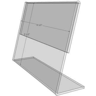 TB8555 - 8.5" X 5.5" tilt back (Landscape) - Tilt Back Acrylic Sign Holder - Standard - 1/8 Inch with Vertical Business Card Holder