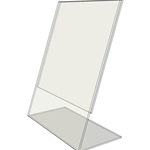 TB8010 - 8" X 10" tilt back (Portrait) - Tilt Back Acrylic Sign Holder - Standard - 1/8 Inch with Vertical Business Card Holder