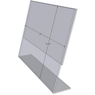 TB1185 - 11" X 8.5" angle tilt (Landscape) - Tilt Back Acrylic Sign Holder - Standard - 1/8 Inch with Vertical Business Card Holder