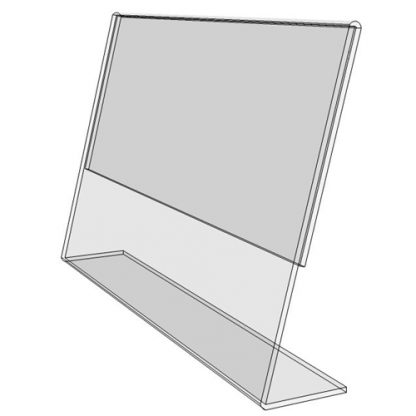 TB1290 - 12" X 9" slant back (Landscape) - Tilt Back Acrylic Sign Holder - Standard - 1/8 Inch with Vertical Business Card Holder