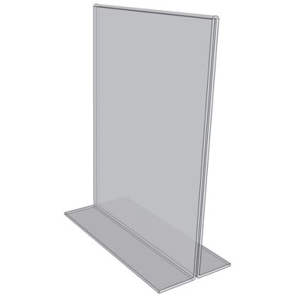 OB9012 - 9" X 12" countertop sign holder (Portrait) - Standard - 1/8 Inch with Horizontal Business Card Holder