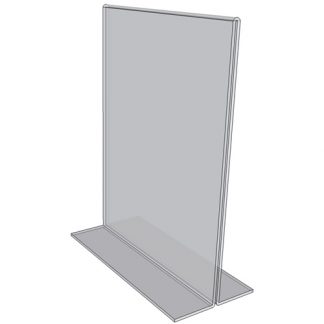 OB1114 - 11" X 14" countertop sign holders (Portrait) - Standard - 1/8 Inch with Vertical Business Card Holder