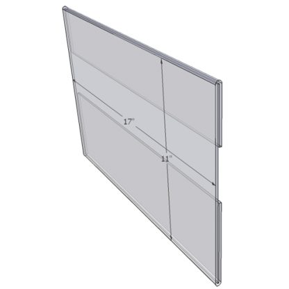 WM1711C - 17" X 11" wall mounted (Landscape - C-Style Sign Holder Only) - Wall Mount Acrylic Sign Holder - Standard - 1/8 Inch with Vertical Business Card Holder