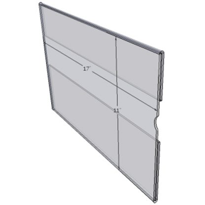 WM1711C - 17" X 11" wall mounted (Landscape - C-Style Sign Holder Only) - Wall Mount Acrylic Sign Holder - Standard - 1/8 Inch with Vertical Business Card Holder