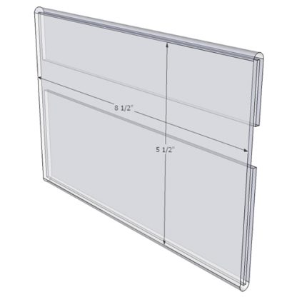 WM8555C - 8.5" X 5.5" wall mounted (Landscape - C-Style Sign Holder Only) - Wall Mount Acrylic Sign Holder - Standard - 1/8 Inch with Horizontal Business Card Holder