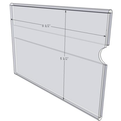 WM8555C - 8.5" X 5.5" wall mounted (Landscape - C-Style Sign Holder Only) - Wall Mount Acrylic Sign Holder - Standard - 1/8 Inch Thickness