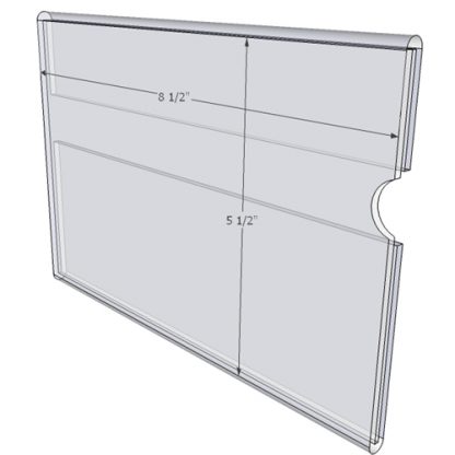 WM8555C - 8.5" X 5.5" wall mounted (Landscape - C-Style Sign Holder Only) - Wall Mount Acrylic Sign Holder - Standard - 1/8 Inch with Horizontal Business Card Holder