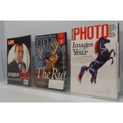 WM3Mag25D - 9" X 11" X 3 Pocket (Portrait - 2 1/2" Deep Deluxe) - Slat Wall Mount